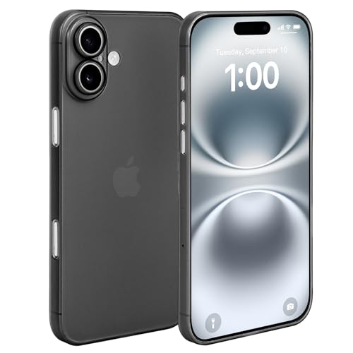 doupi Ultra Dünne Handyhülle kompatibel mit iPhone 16 (6 1 Zoll) - Fein Matt Kabelloses Laden Unterstützend Super Slim Protective Cover schwarz