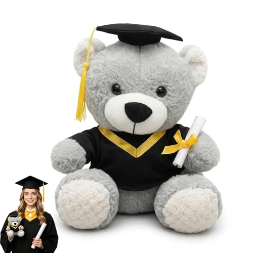 KSVFTB Graduation Bear Thoughtful Graduation Teddy Bear Gift for University and High School Graduates Sentimental Keepsake with Academic Cap 25 cm Plush Companion for Ceremonies and Celebrations