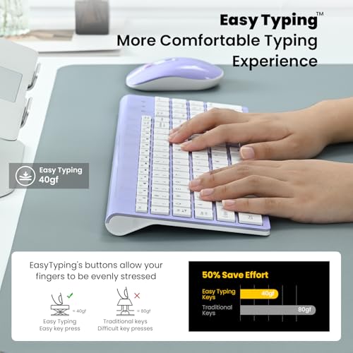Image of cimetech Wireless Keyboard and Mouse Combo - Purple White