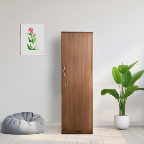 Image of Amazon Brand - Solimo Optima Engineered Wood 5ft 1 Door Wardrobe for Clothes | Storage Organizer | Storage Cabinet | Multipurpose Almirah for Bedroom - Leon Teak, 5ft
