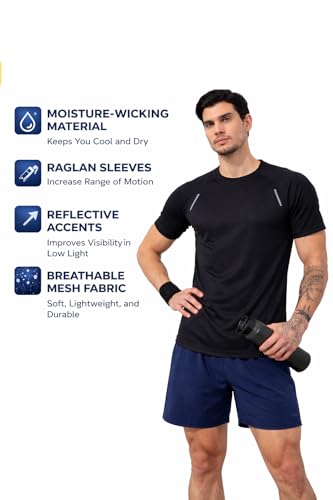 Image of Kvetoo Mens Dry Fit Gym T Shirt Quick Dry Sweat Proof Breathable Workout Tee Muscle Fit Athletic Sports T Shirt for Gym Running Training