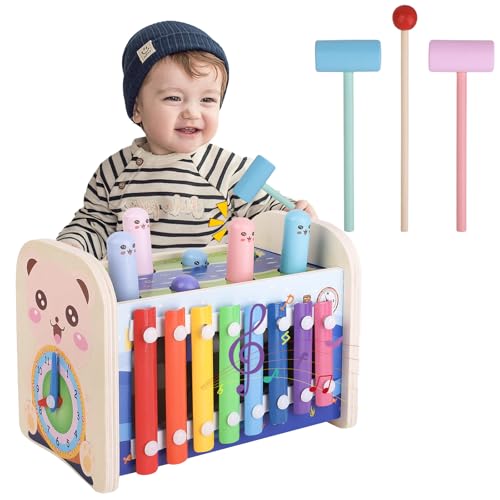 Liangding Giocattolo Montessori 4 in 1 in legno con xilofono,