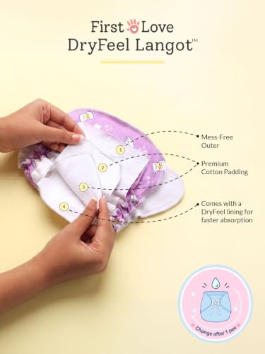Image of superbottoms Premium DryFeel Baby Langot 0-6 months l 100% Cotton Modern Baby Nappy l Mess-free Langot with Gentle Elastics l Super DryFeel Top Layer l Diaper-free Time Essential | 3 Pack