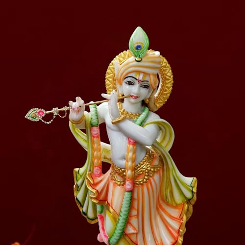 Image of Marble Beautifully Handicraft & Design Lord Krishna Idols Statue Murti (Design-6)