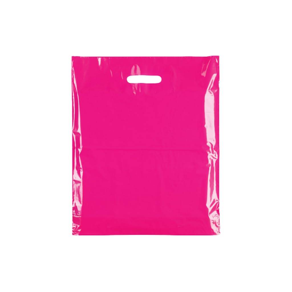 Plastic Carrier Bags with Die-Cut Handles –Reusable & Recyclable LDPE –Durable Retail Shopping Bags for Clothing, Gifts, Takeaways, and Events