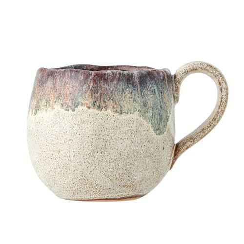 Bloomingville Estella Tasse, Steingut, Braun mit Blauer-lila Glasur, 350 ml, rustikaler Stil, handgefertigte Kaffeetasse, Nordic Simplicity