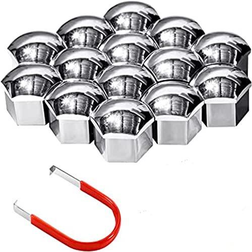 20 Piezas Tapa de Tuerca de Rueda Universal Cubierta de Tuerca de Neumático con Herramienta de Removedor Set para Coches (Plateado, 19 mm) Cover