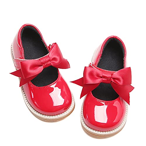 Kiderence Girls Flat Dress Shoes School Oxfords Marry Jane Red (Toddler 7 /Little Kids)