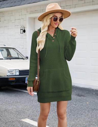 CiCiBird Women Fall Sweater Dress Knit V Neck Pullover Casual Long Sleeve Short Dresses with Pockets3