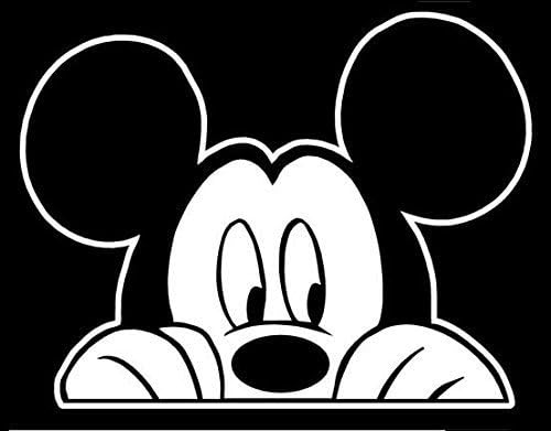 Peeking Mickey Car Truck Bumper Vinyl Decal Sticker (White, 5.5")