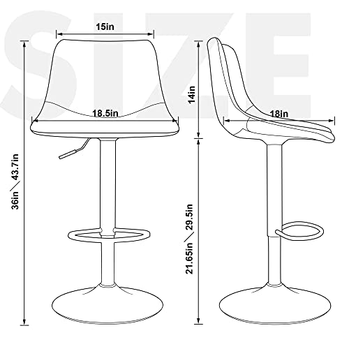Aodrova Bar Stools Set Of 2, Modern Pu Leather Barstools Height Adjustable From 22" To 29",Swivel Bar Stools With Back For Kitchen Counter Brown #TOP6
