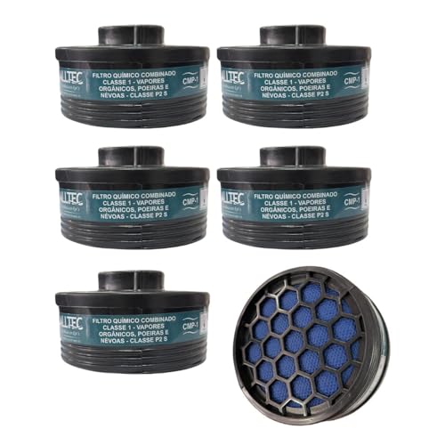 Kit 5 Filtro Químico CMP-1 Filtro Químico Combinado Pesticida Alltec Máscara 1/4 VO/P2