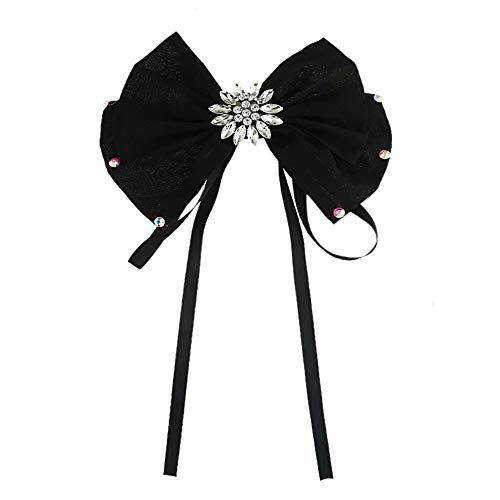 QTDS Las Mujeres de Cristal Arco Broche Pre-Atado Corbata Corbata broches Pin Bow Tie Collar de la joyería cuelga el Banquete de Boda Pajarita ( Color : Negro )