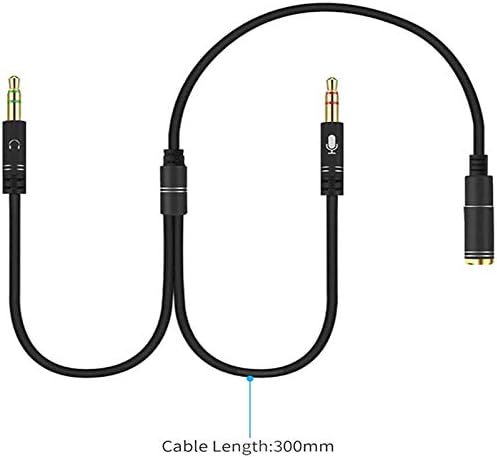 VJK Headphone Mic Splitters Cable, CTIA Standard 3.5mm Female to 2 Dual 3.5mm Male Audio Mic Splitter Cable Gold Plated Adapter Fits for PC/Adapter/Speaker/Laptop Desktop/PS4/Xbox/Gaming