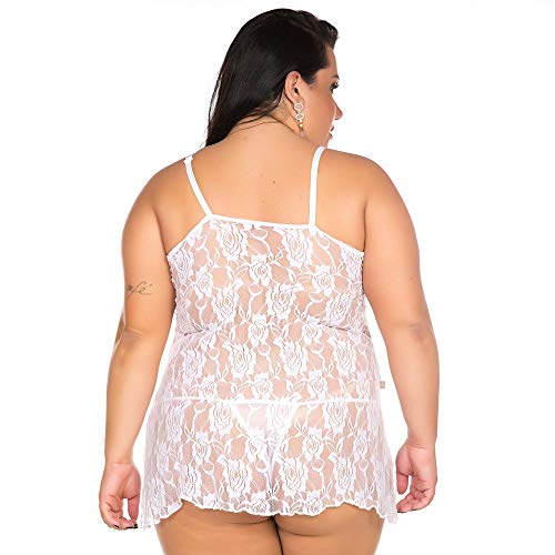 Kit Conjunto de Lingerie Camisola Em Renda Plus Size Gigi