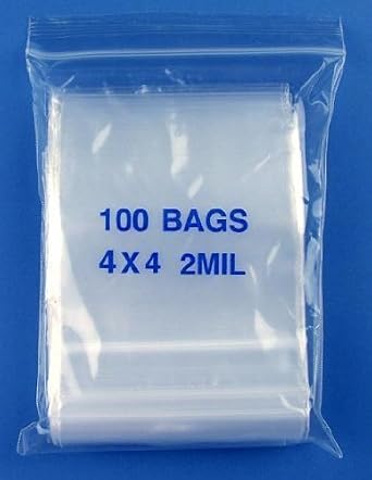 4" x 4", 2 Mil Clear Zip Lock Bags, Case of 1000