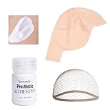Paminify Latex Bald Cap SFX Makeup Kit,Bald Wig Cap with Skin Water-Based Acrylic Adhesive(Bonding Skin Glue) for Men Adult,Bald Caps Perfect for Halloween Costumes, Cosplay, and Theater