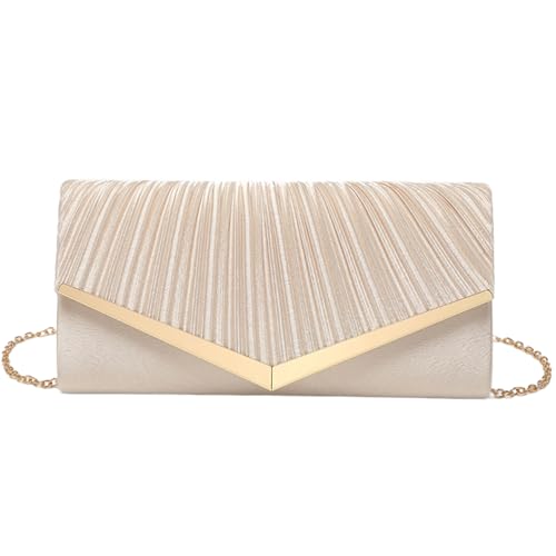 Kiss me Women Clutch Purse Evening Bag Wedding Prom Velvet Handbag, Ladies Elegant Shoulder Bag With Detachable Chain (Apricot)
