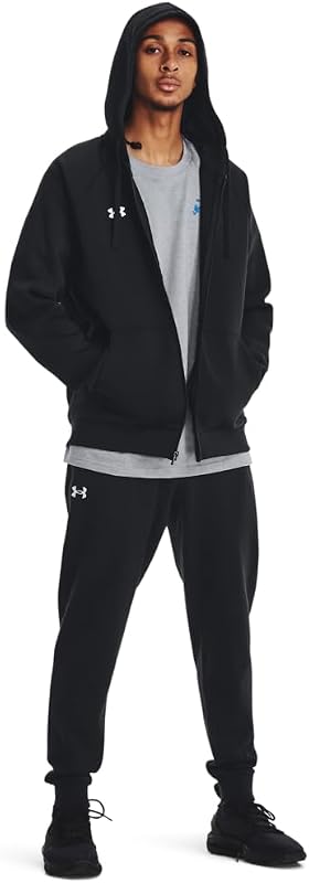 Under Armour Men's Rival Fleece Full Zip Hoodie, 001 BLACK, SMT image 3