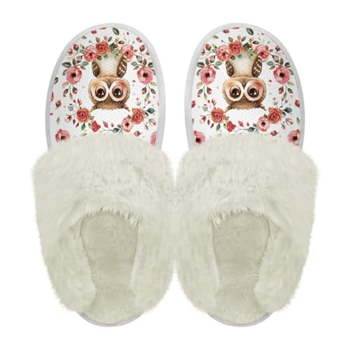 House Slippers for Women Indoor Fluffy Slippers with Fur Edges, Travel Cotton Flannel Slippers Slip On Home Shoes2