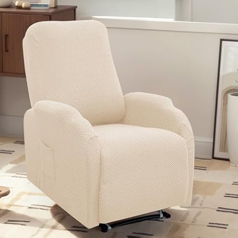 LiveGo Recliner Chair Cover 4 Piece Recliner Sofa Slipcover Small Recliner Cover Jacquard 1 Seat Recliner Couch Covers Lazyboy Recliner Chair Cover Washable Chair Furniture Protector Cover