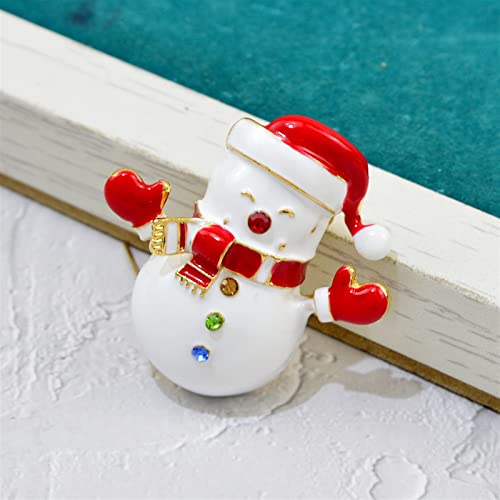 Broche bonhomme de neige émail strass accessoire vêtement pull robe de Noël - 5