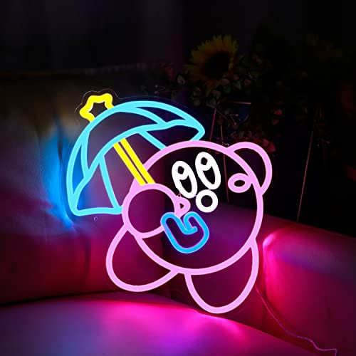 Gaming Neon Sign USB Powered for Game Room Decor Japanese Anime Neon Sign Dimmable LED Neon Light Sign for Kids Room Man Cave Wall Art Birthday Gift Kirbee 16.1 * 12.8 Inches