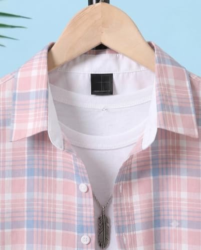 Image of TAGAS Boys Checkered Shirt | Kids Plaid Casual Shirts | Short Sleeve Regular wear Clothes for Boys | Stylish Summer, Party, Holiday, Beach