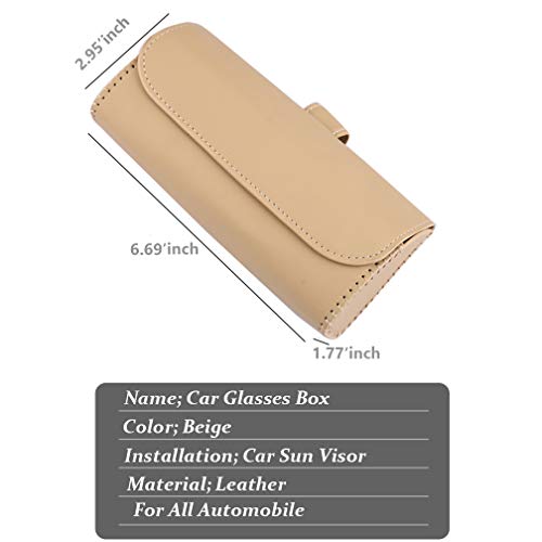 Holdcy Sunglass Clip Holder For Car Sun Visor,Eye Glasses Storage Box - Automotive Accessories Leather 1Pcs Apply To All Car Models (Beige) #TOP1