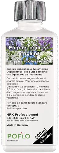 POFLO Engrais liquide professionnel NPK pour lys africains (Bot. Agapanthus) (500 ml)