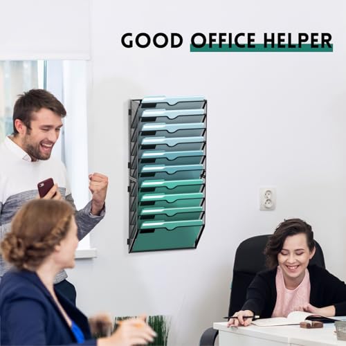 image for SUPEASY 10-Tier Wall File Organizer, Hanging Wall Files for Papers, Fo