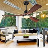 Ceiling Fans with Lights and Remote, 52 Inch Outdoor Ceiling Fan for Patios with Light, Modern Ceili