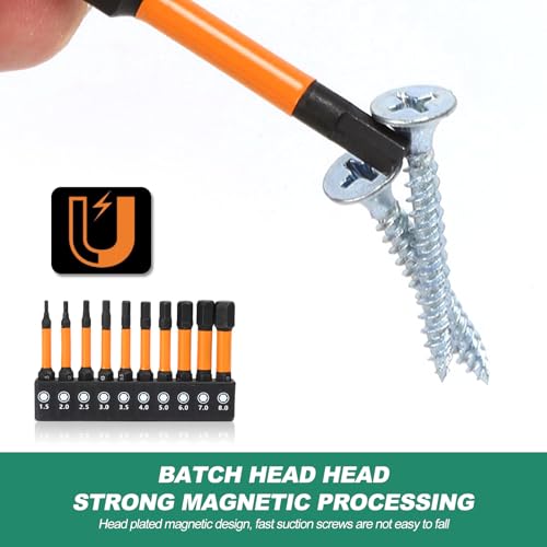 Hex Allen Key Drill Bit Set, 10 Pcs Impact Screwdriver Driver Bits S2 Steel 50mm Length Magnetic Allen Wrench H1.5-H8 - Image 4