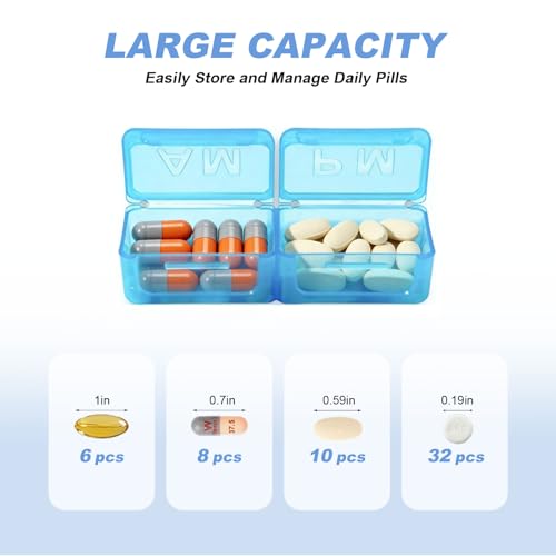 Image of Monthly Pill Organizer 2 /3 Times a Day, with Portable Hard Shell, Pill Cutter, 31-Day Box, Plastic Opening Pick, Monthly & Weekly Stickers, Medication Management (Green, 2 Times a Day with Clock)