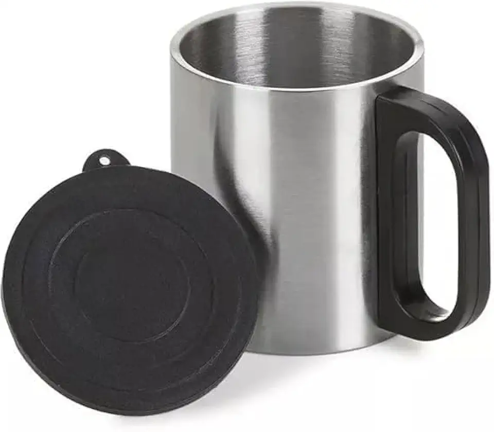 Caneca Térmica de Aço Inoxidável com Tampa – 180 ml