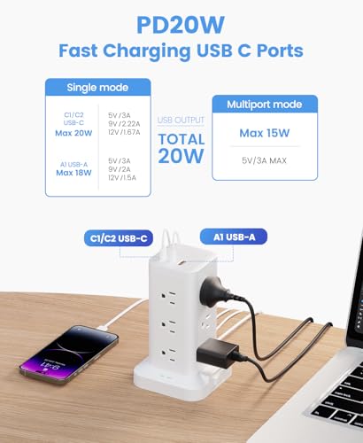 10% Off TAGZILO Power Strip Tower with Surge Protector 1800J - Image 5