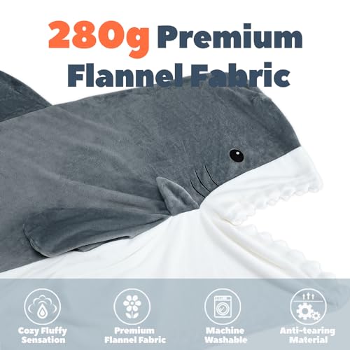 image for Touchat Shark Blanket for Adult Super Soft Cozy Flannel Throw Wearable