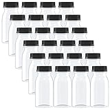 XXUOD 24 Pcs 5 Ounce Plastic Juice Bottles for Milk, Juice, Drinks and Other Beverage Containers, Black Lids
