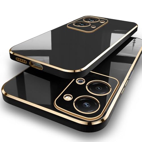 Image of TheGiftKart Luxurious Golden-Plated Back Cover Case for iQOO Z11x 5G / Vivo T5x 5G / Y51 Pro 5G | Raised Lips for Camera & Screen Protection | Shockproof Design | Stylish Back Cover Case (TPU, Black)