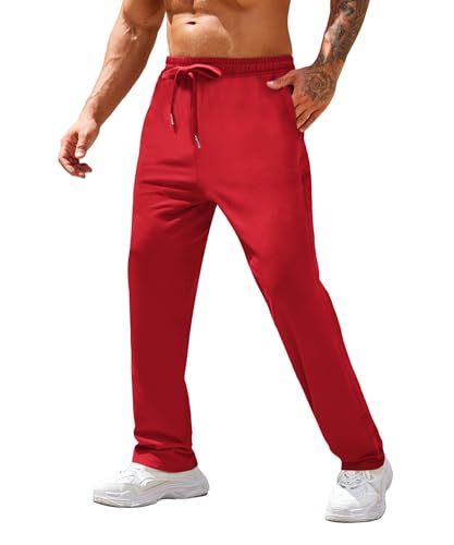 COOFANDY Men's Cotton Sweatpants Open Bottom Lounge Pants Lightweight Casual Jogger Pants with Pockets