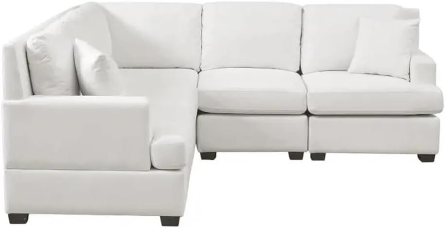 Sofa Set with Sectional Modular and Swivel Accent Chair, 2 Tossing Cushions and Solid Frame for Living Room