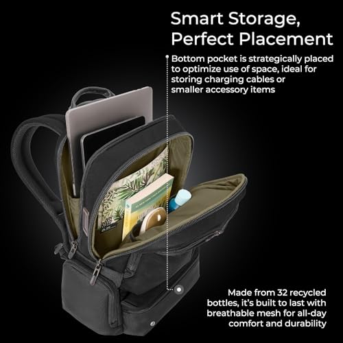 Briggs & Riley Large Cargo Backpack - Carry On Travel Backpack for Women & Men, Personal Item Bag, Self-Repairing Zippers, Padded Straps, Fits up to 17" Laptop - HTA Collection, Black3