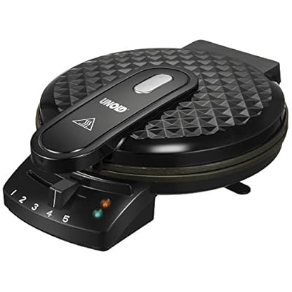 Unold 48235 Waffeleisen Diamant - Herzförmiges Ø 20 cm, Antihaftbeschichtung, Wärmeisolierter Griff, Teigauffangrinne, Antirutschfüße, Überhitzungsschutz