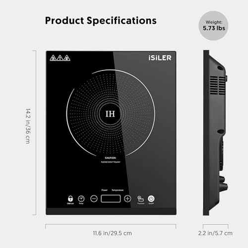 Image of Portable Induction Cooktop, iSiLER 1800W Sensor Touch Electric Induction Cooker Cooktop with Kids Safety Lock, Countertop Burner with Timer, 9 Power Levels Suitable for Iron, Stainless Steel Cookware