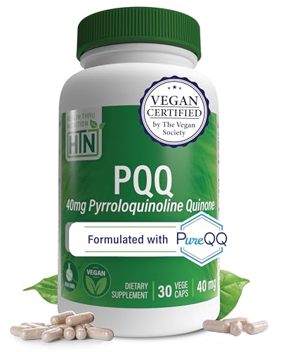 Health Thru Nutrition PQQ 40mg 30 Servings Pyrroloquinoline Quinone as PureQQ | Promotes Mitochondrial Biogenesis | Certified Vegan | Non-GMO Gluten Soy Free Capsules| Clean Label PQQ Supplement