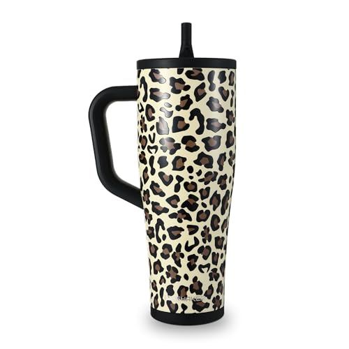 Ice Shaker Insulated Stainless Steel Tumbler Shaker Bottle | 40oz, Leopard | Cold for 30+ Hours | 2-in-1 Tumbler Shaker Bottle | Odor-Free Bottle for Protein Shakes, Water, Smoothies, Cocktails