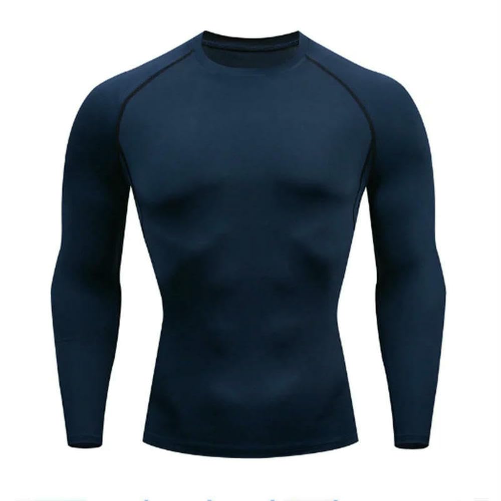 DYRBF - Camiseta deportiva para hombre, de secado rápido, manga larga, de compresión, para gimnasio, fitness, camiseta de protección contra erupciones