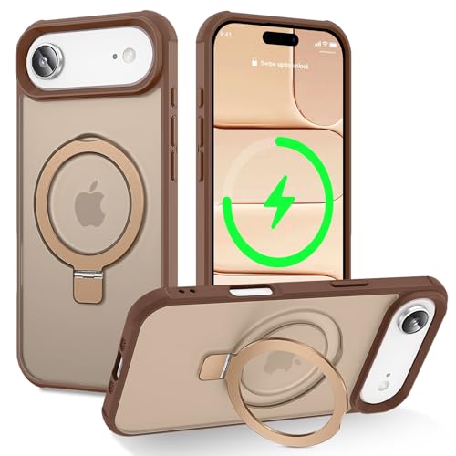 CHAOFEnG Magnetic Compatible with iPhone Air Case with Stand [Military Grade Drop Tested][Compatible with Magnet] Ring Translucent Slim Hard Back Soft Edge 17 Air Phone Case, Desert Gold by CHAOFEnG - Used condition - US$8.45