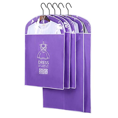 LDIW Couverture Anti-poussière de Vêtements, Peut être accroché Pochette étanche à la poussière (5 pièces),Violet,60X120CM Cover