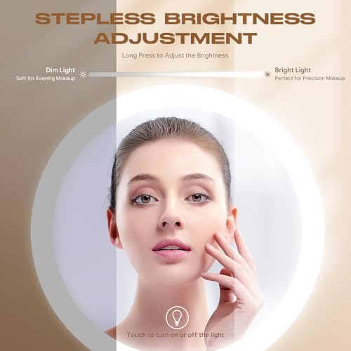 Makeup Mirror with Lights, 1x/20x 360° Rotation Vanity Mirror, Brightness Adjustable Lighted Makeup Mirror with Magnification, 5000 mAh Rechargeable Double Sided Mirror with 3 Colors, Gift for Women - Image 5